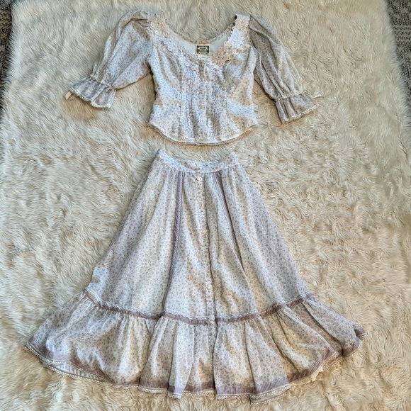 Gunne Sax Two Piece Prairie Skirt Set - Size 3 - Picture 1 of 10